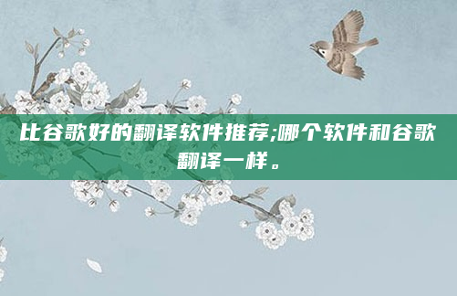 比谷歌好的翻译软件推荐;哪个软件和谷歌翻译一样。