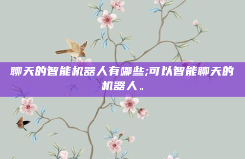 聊天的智能机器人有哪些;可以智能聊天的机器人。