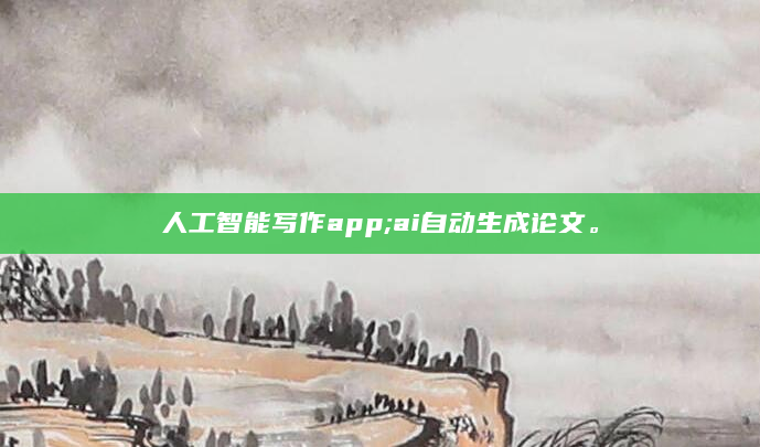 人工智能写作app;ai自动生成论文。