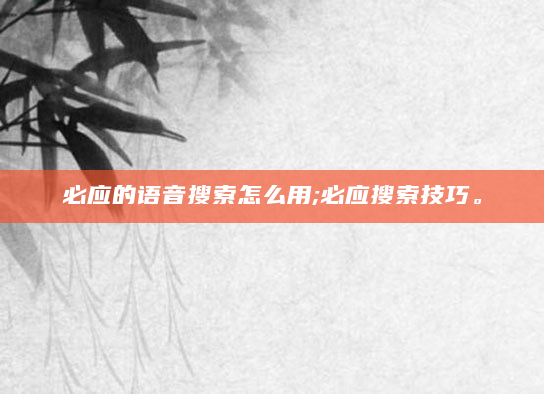 必应的语音搜索怎么用;必应搜索技巧。