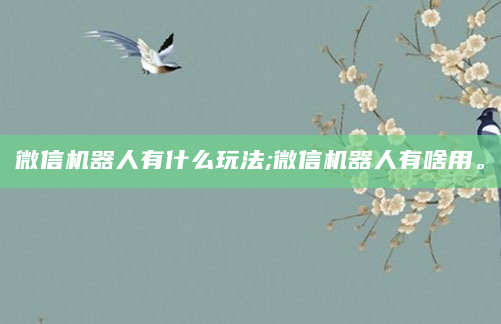 微信机器人有什么玩法;微信机器人有啥用。