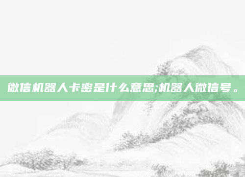 微信机器人卡密是什么意思;机器人微信号。