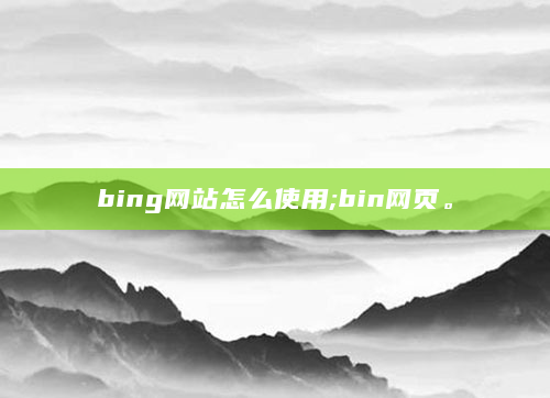 bing网站怎么使用;bin网页。