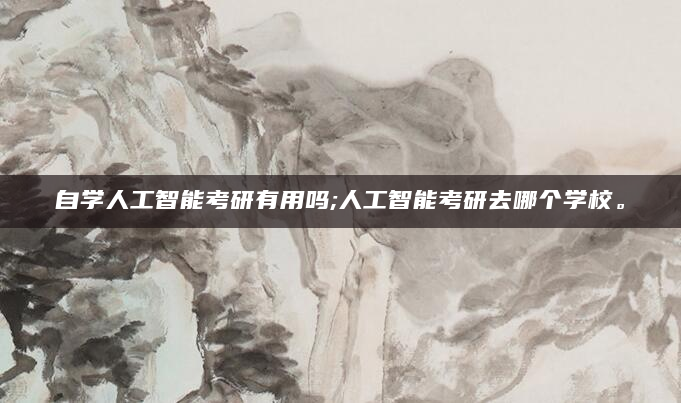 自学人工智能考研有用吗;人工智能考研去哪个学校。