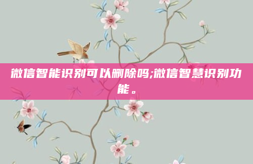 微信智能识别可以删除吗;微信智慧识别功能。