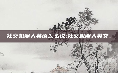 社交机器人英语怎么说;社交机器人英文。