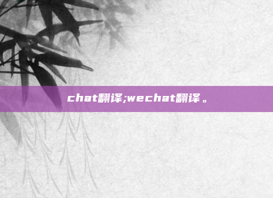 chat翻译;wechat翻译。