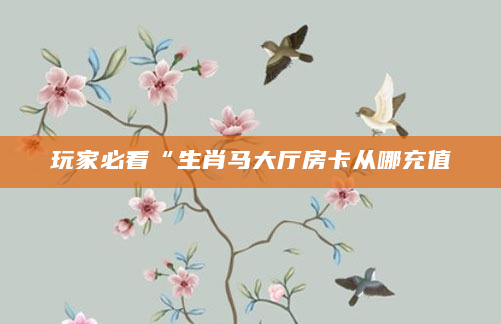 玩家必看“生肖马大厅房卡从哪充值