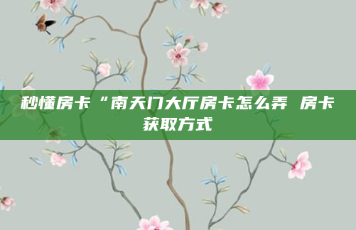 秒懂房卡“南天门大厅房卡怎么弄 房卡获取方式