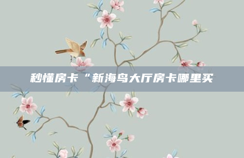 秒懂房卡“新海鸟大厅房卡哪里买