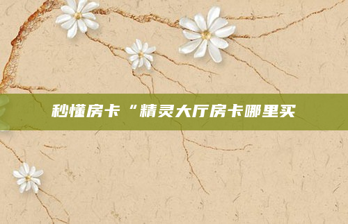 秒懂房卡“精灵大厅房卡哪里买