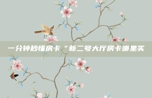 一分钟秒懂房卡“新二号大厅房卡哪里买