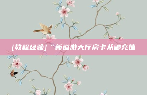 [教程经验]“新道游大厅房卡从哪充值