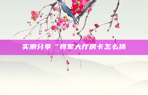 实测分享“将军大厅房卡怎么搞