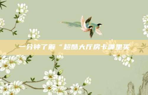 一分钟了解“超酷大厅房卡哪里买