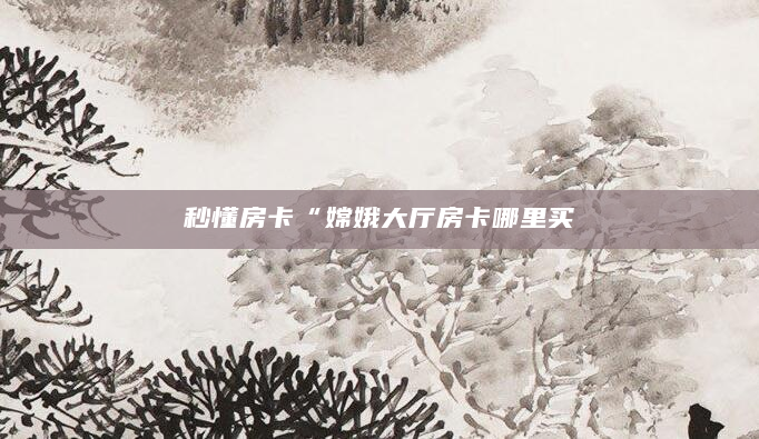 秒懂房卡“嫦娥大厅房卡哪里买
