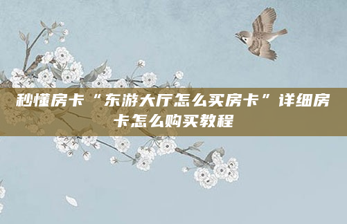 秒懂房卡“东游大厅怎么买房卡”详细房卡怎么购买教程