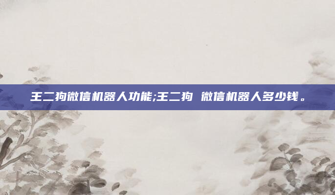 王二狗微信机器人功能;王二狗 微信机器人多少钱。