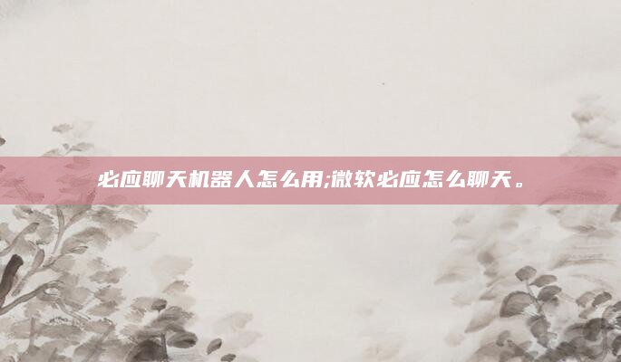 必应聊天机器人怎么用;微软必应怎么聊天。