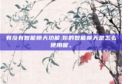 有没有智能聊天功能;你的智能聊天是怎么使用呢。