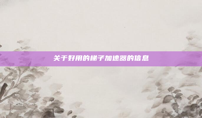 关于好用的梯子加速器的信息